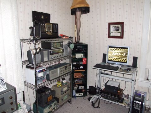 Hamshack with very cool old equipment -- and a female leg lamp from what looks like A Christmas Story