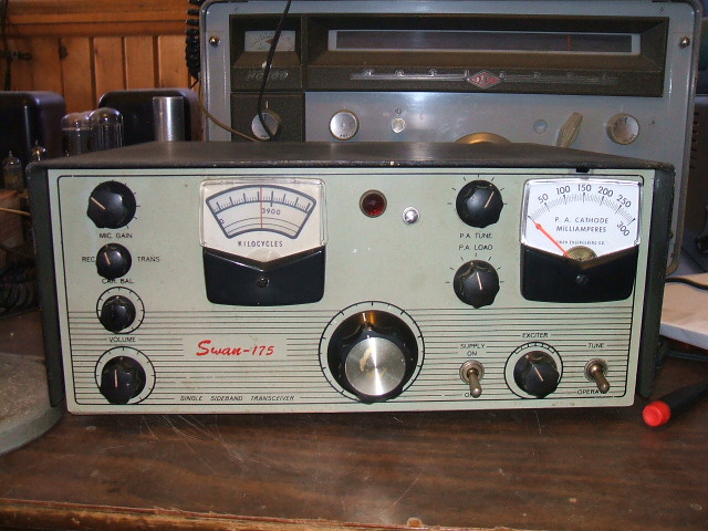 Closeup of Bob's Swan 175 75 meter mono-band transceiver.